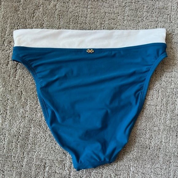 PilyQ High-Waist Bikini Bottom, Size Small, Island Blue - Picture 4 of 6